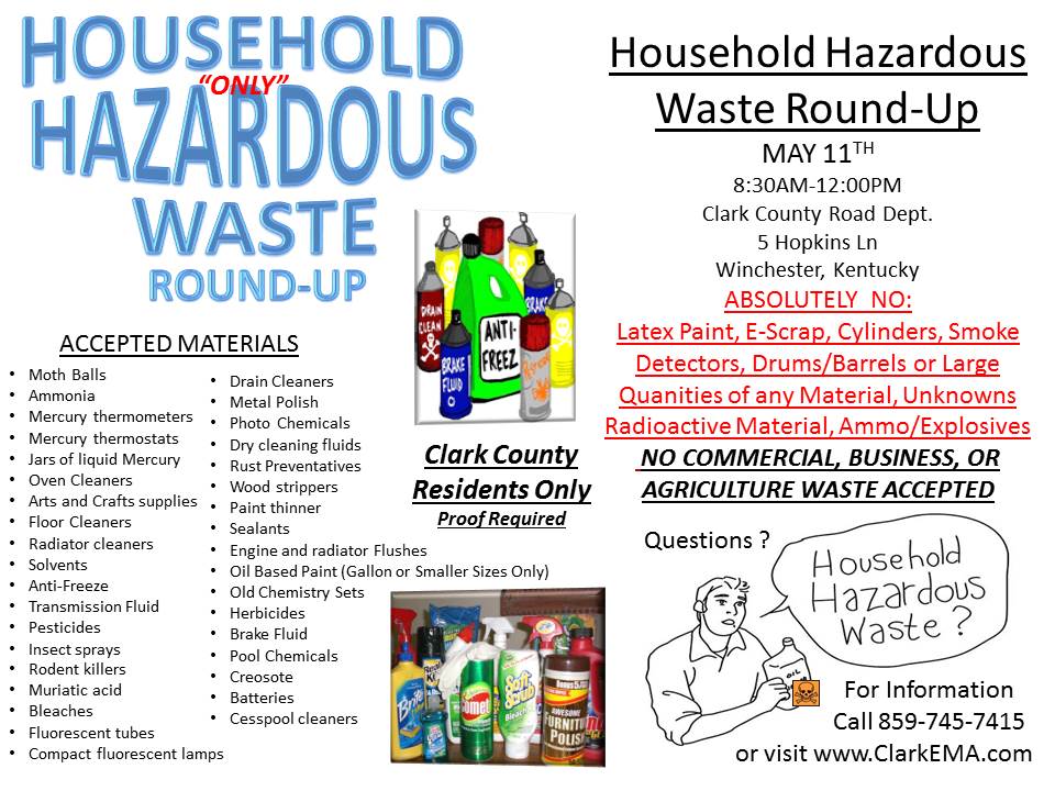 Household Hazardous Waste RoundUp Winchester/Clark Co. Emergency