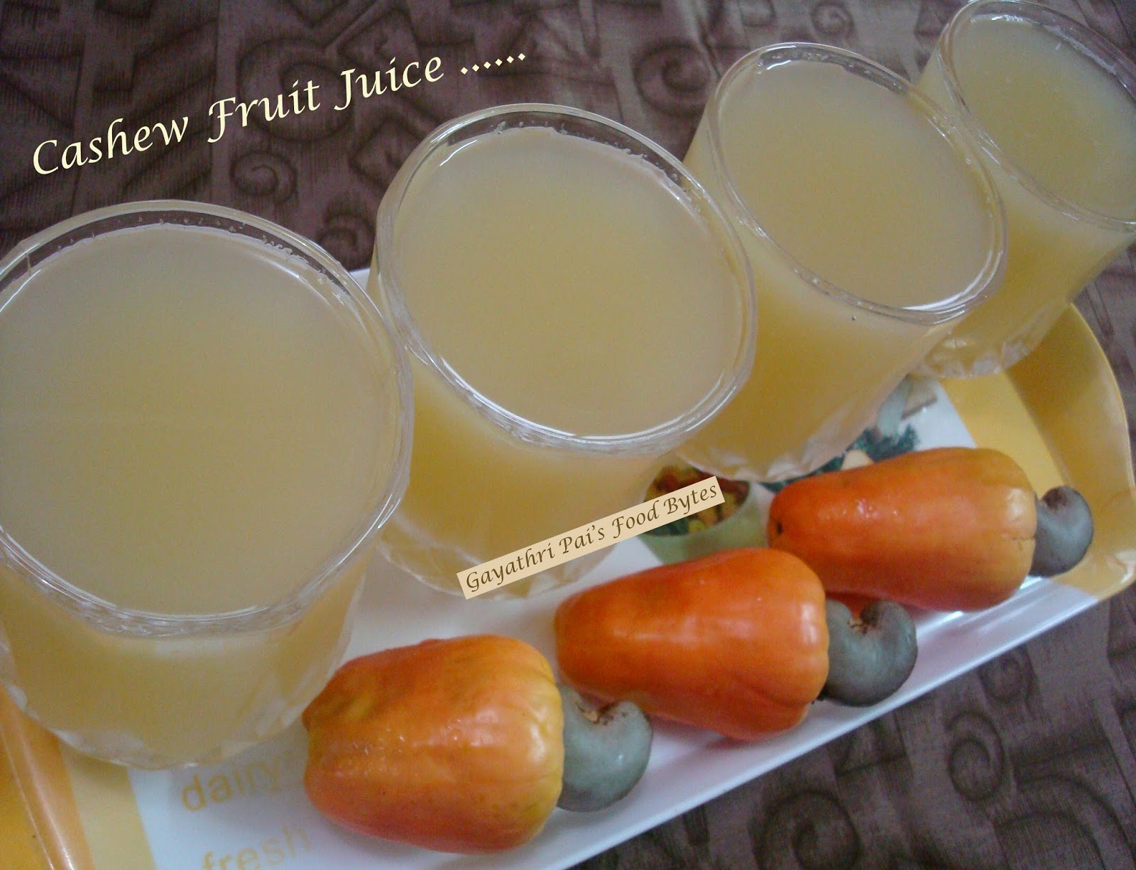 Gayathri Pai's Food Bytes Chilled Cashew Fruit Juice.