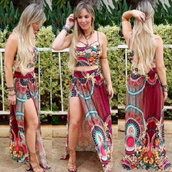 short saia longa com fenda