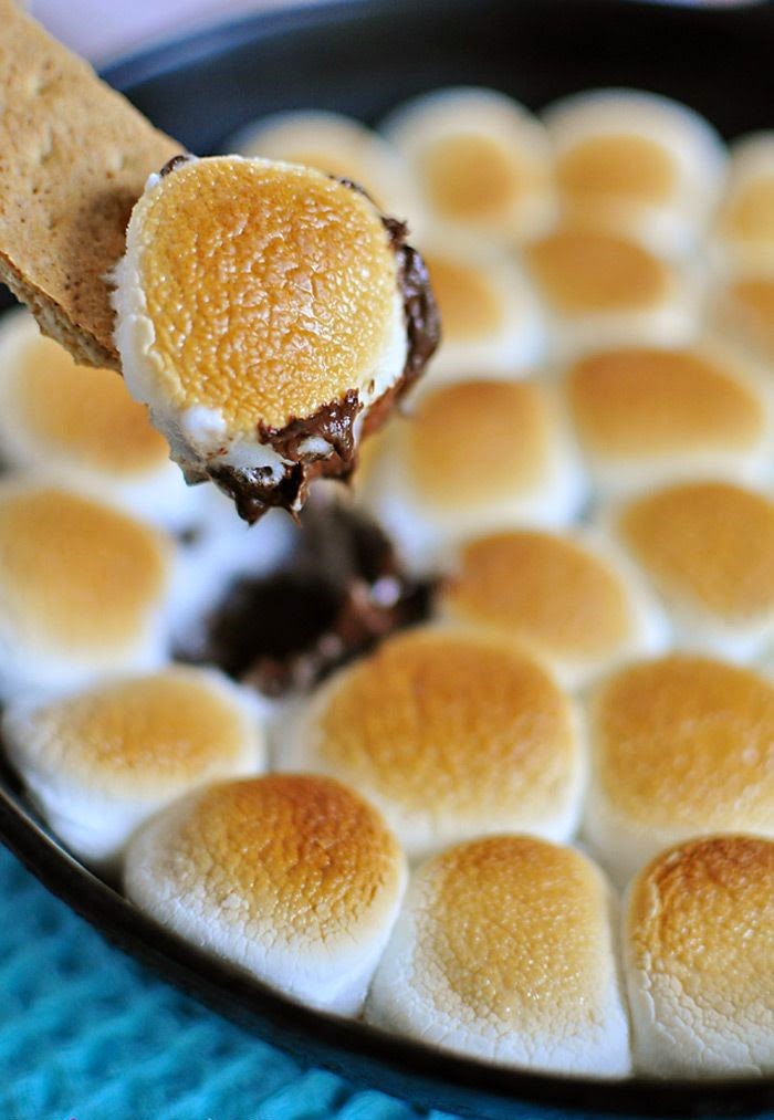 Delightful Nourishment Melted chocolate and toasty marshmallows bake up in a skillet