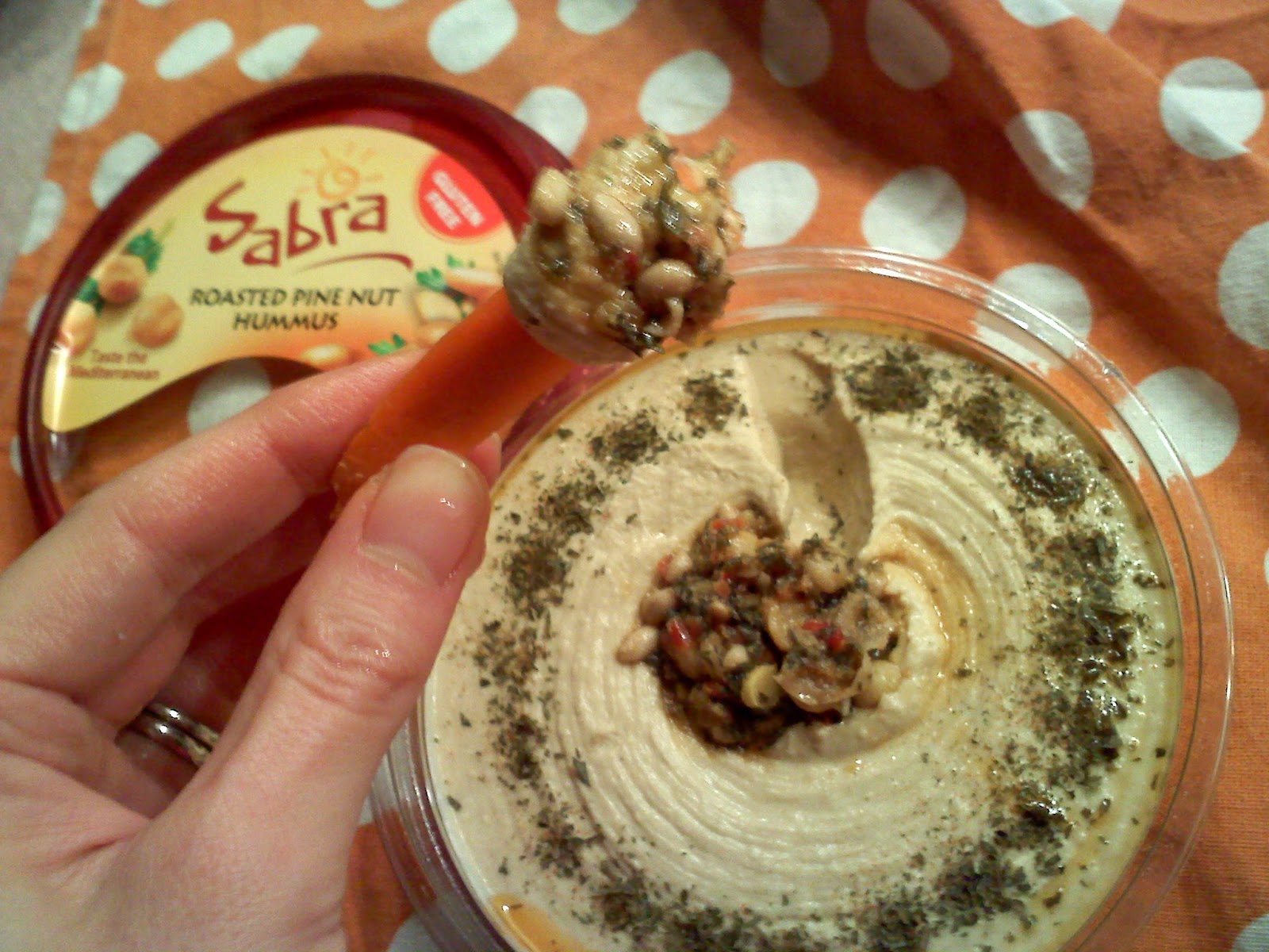 Choice Sustenance Tasting Sabra Roasted Pine Nut Hummus
