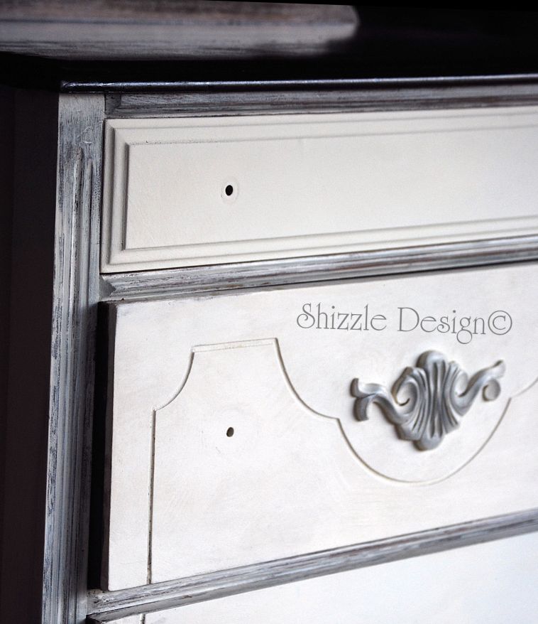 Shizzle Design Vintage Highboy Dresser In Old White Chalk Paint
