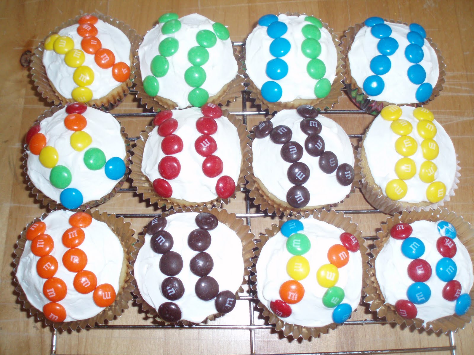 Trisha Ann's Kitchen Baseball M&M's Cupcakes