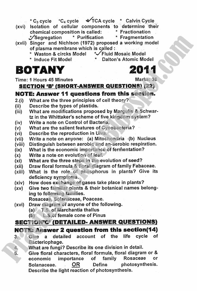 botany-2011-five-year-paper-class-xi