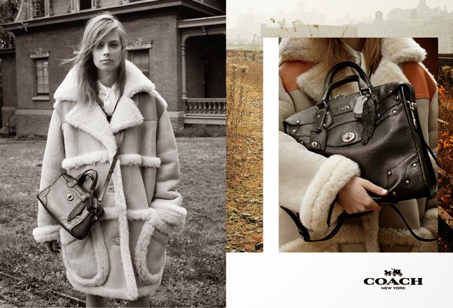 Coach F/W 2014 Campaign, Lexi Boling Coach 2014 AW by Stuart Vevers Beige Shearling Coat Editorials
