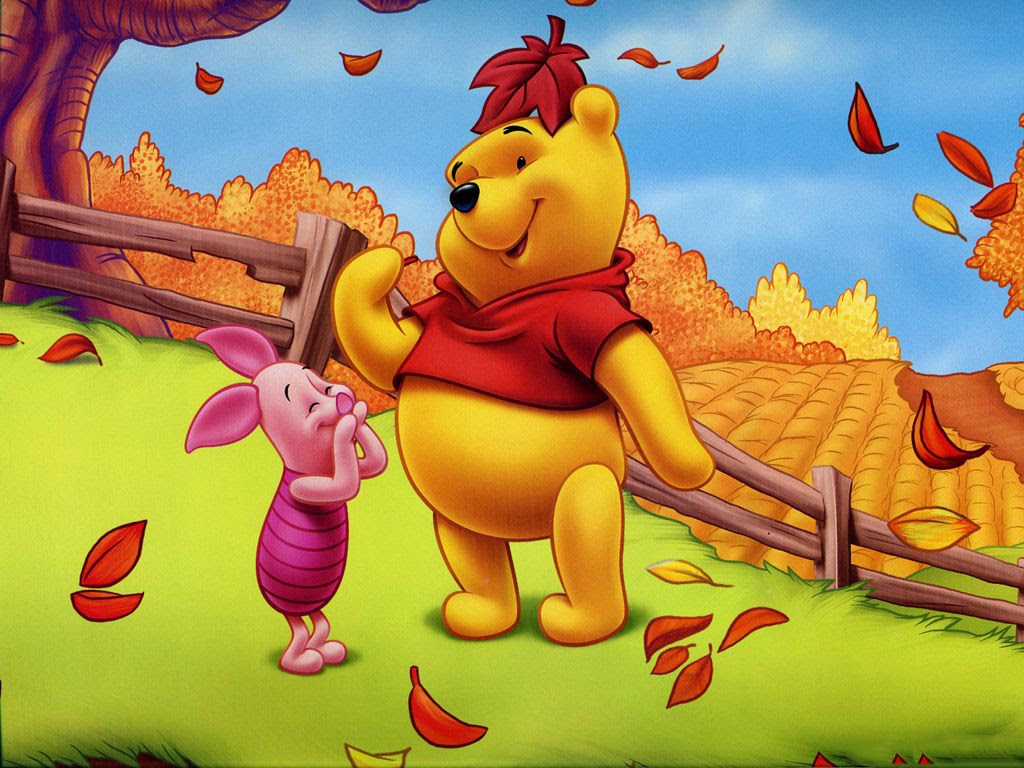 Winnie pooh jugando con su pequeño amigo