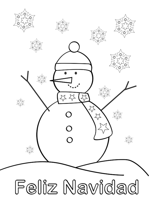 Dibujos para Colorear: Muñeco de nieve para colorear