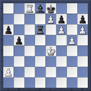 Echecs à Clichy : la position après 56...b5 Echecs à Clichy : la position après 56...b5