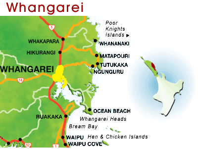 Whangarei Map of New Zealand City
