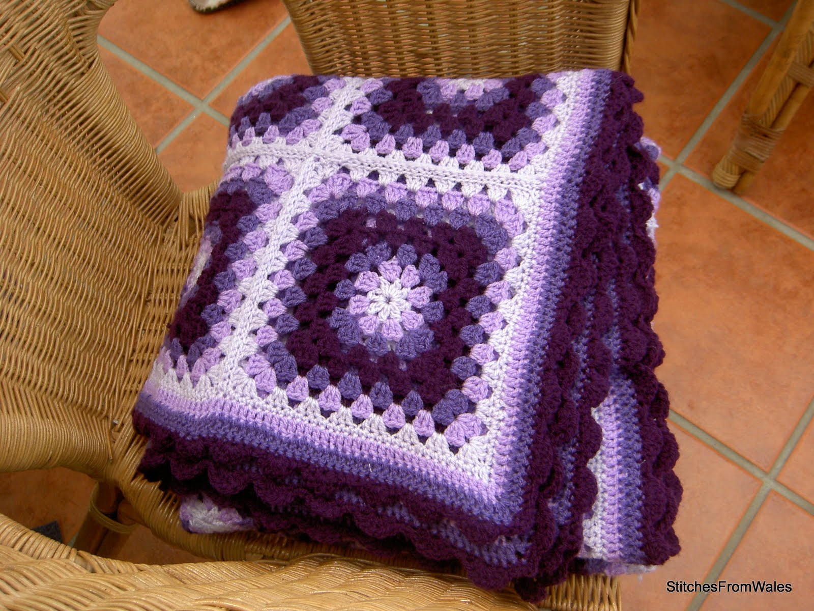 Hooked on Needles: Mitered Squares Baby Blanket -- Crocheted