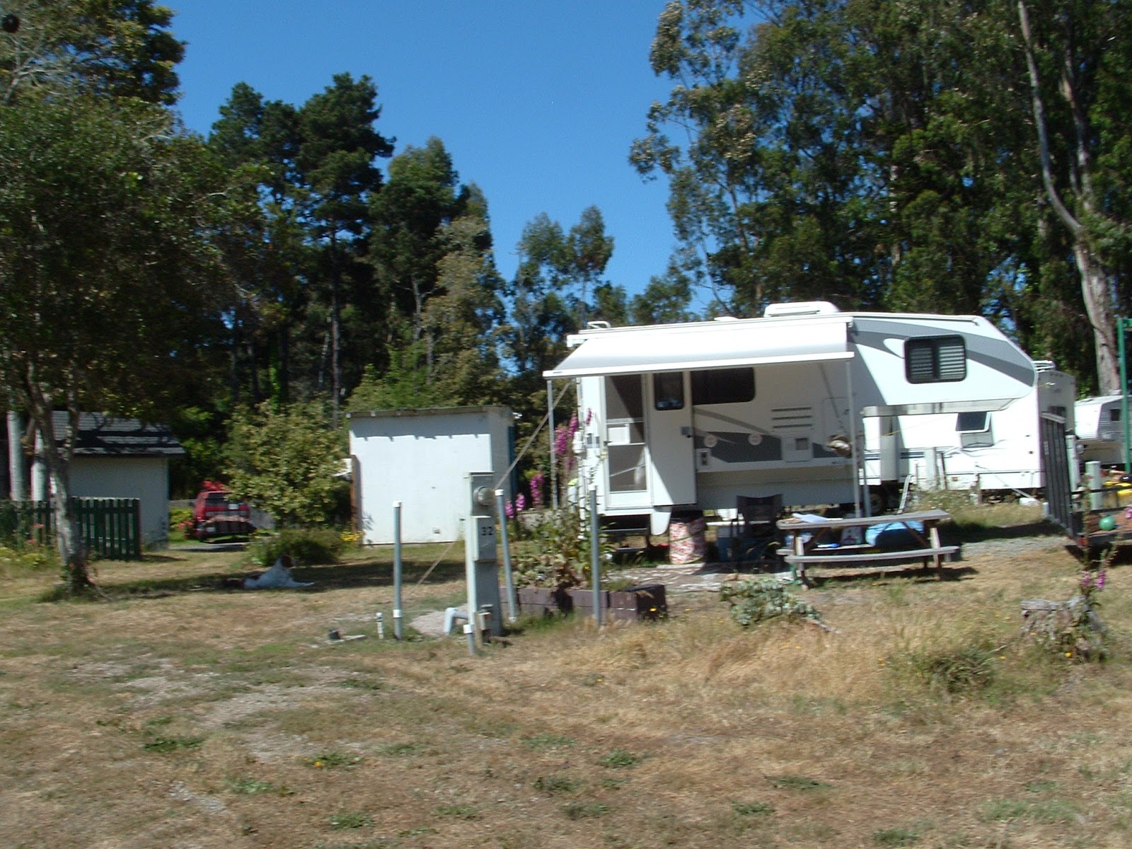 Hidden Pines RV Park Campground Fort Bragg California Fishing July