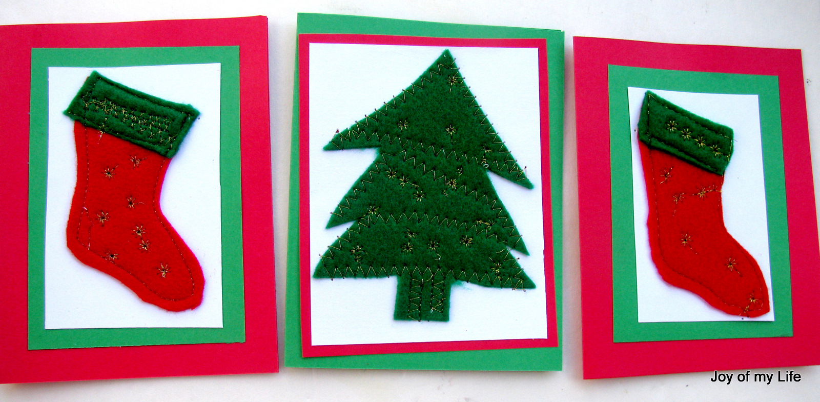 The Joy of My Life, and other things: Kids Craft: Stitched Xmas Cards and Pine Tree Cards