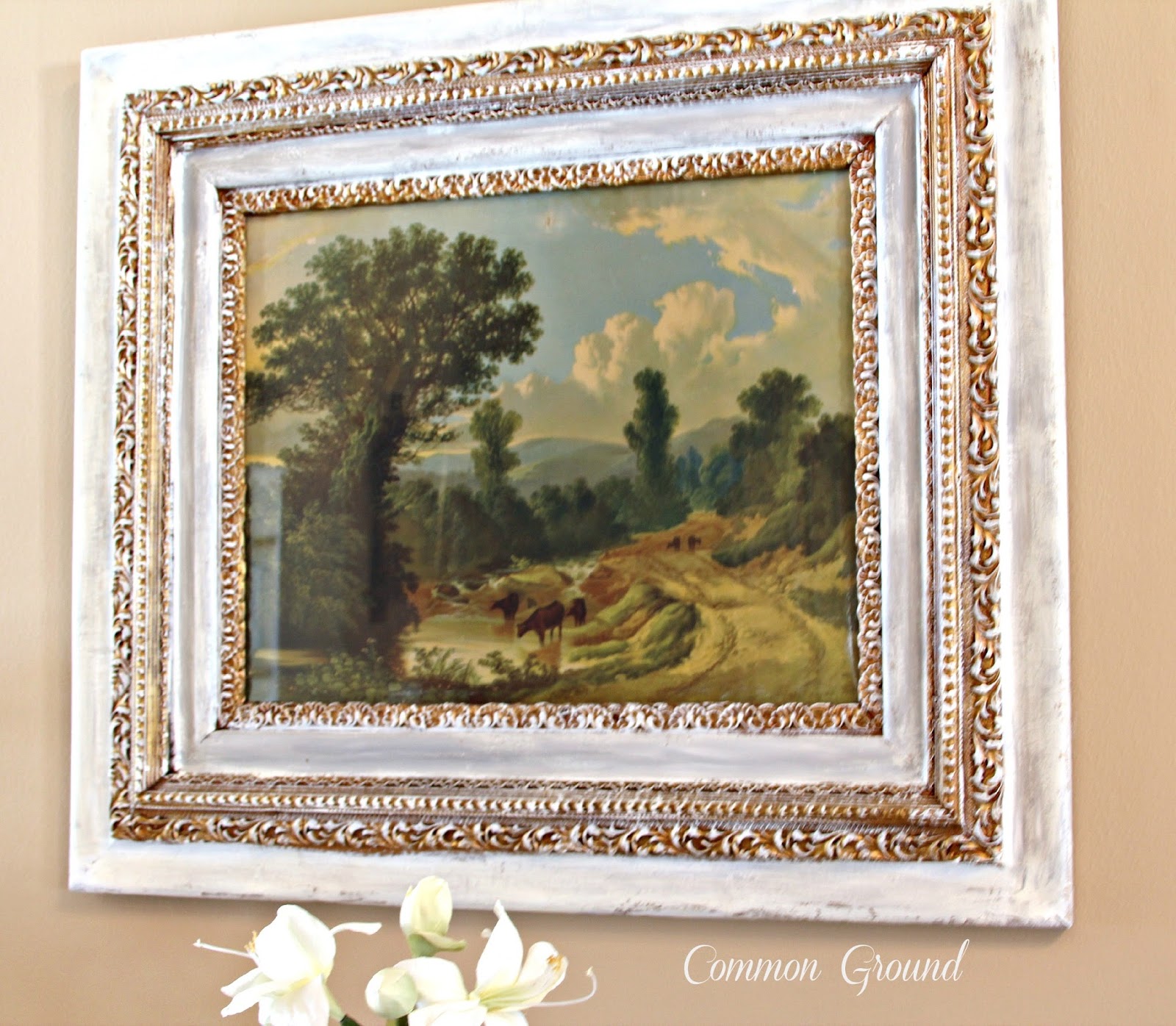 Common Ground Painting Antique Frames So Here It Is Now At The New House Better Paint Job In Ascp French Linen Frame Actually Enhances Old Print Instead Of Making Look Dull And