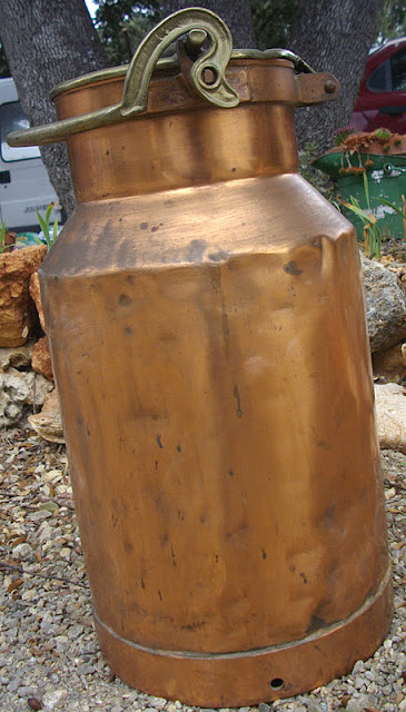 Former ancient enormous antique copper milk can French copper