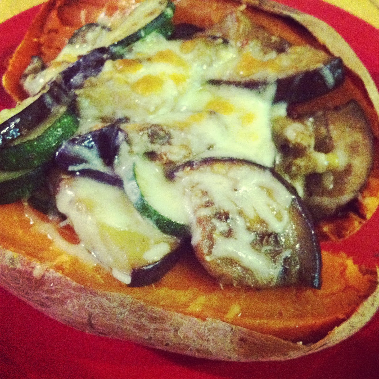 Gluten Free For All Baked Sweet Potato with Eggplant, Zucchini, and