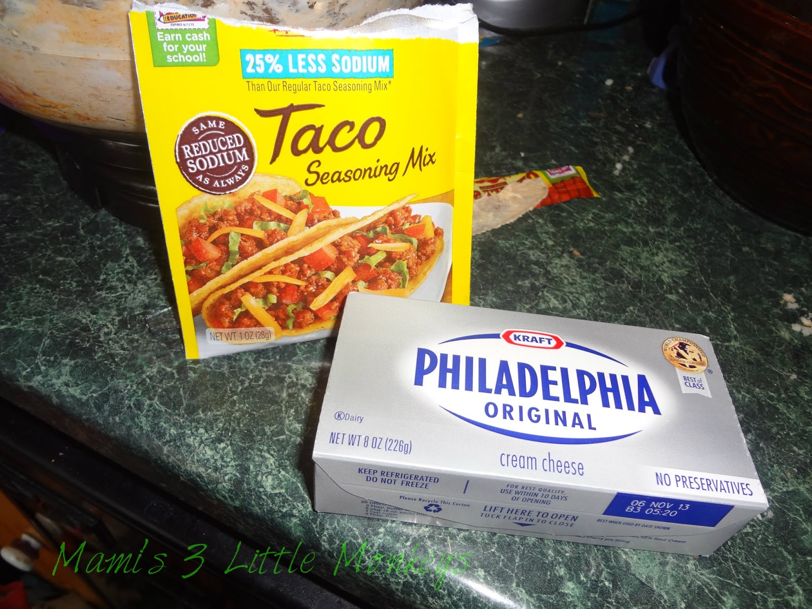 Mami's 3 Little Monkeys Taco Roll Ups Recipe. Great for parties.