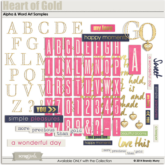 Heart of Gold Digital Scrapbooking Kit