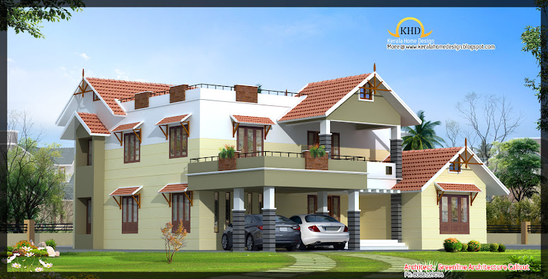 Beautiful Luxury Villa Elevation - 3669 Sq. Ft. title=