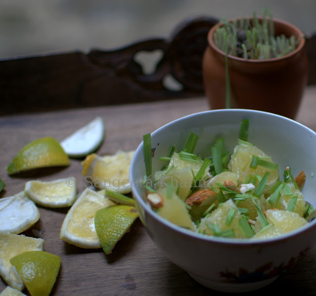 wheat grass in a citrus salad, easiest to have it...