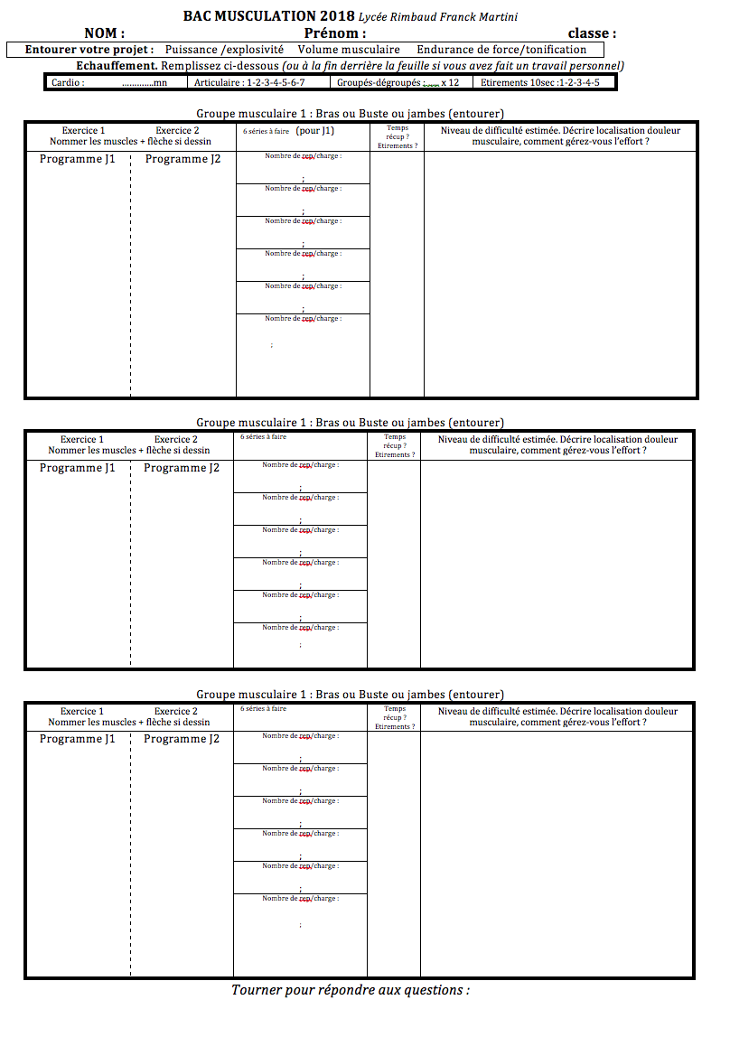 fiche de musculation a imprimer fiche de musculation a imprimer
