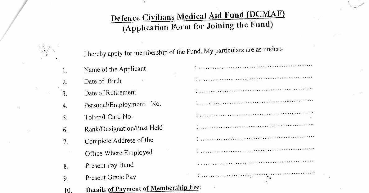 Celebration of Defence Civilian Medical Aid Fund Week Application