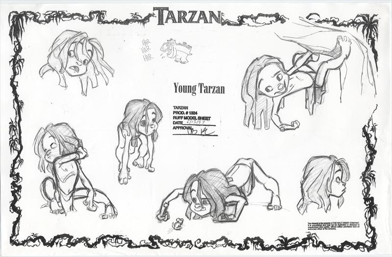 disney tarzan circa 130 production photocopies of model sheets disney character sheets