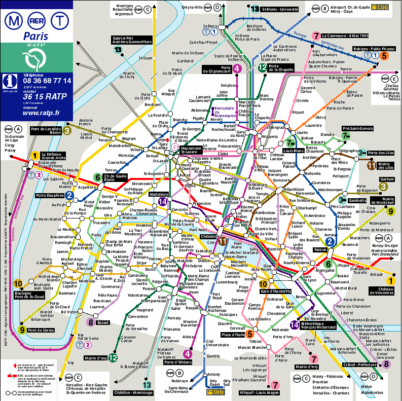 Plan de Paris Metro RATP