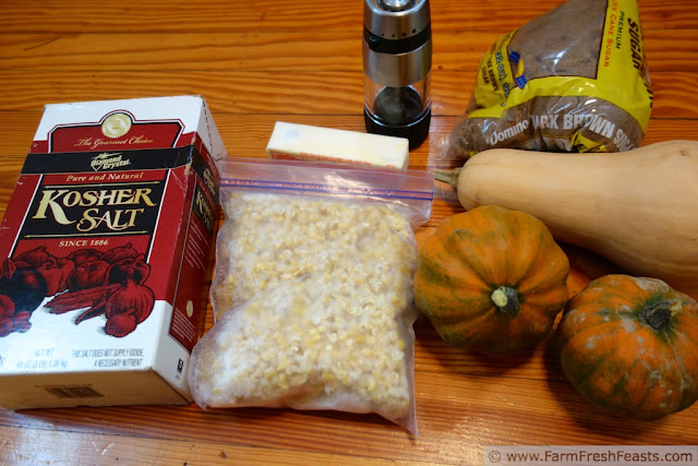 Roasted Acorn and Butternut Squash with Corn and Smoked Sausage