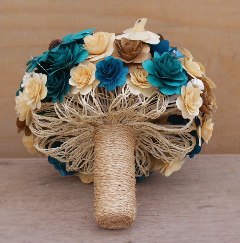 Teal and Copper Wedding Bouquets, Corsages and Boutonnieres Made of