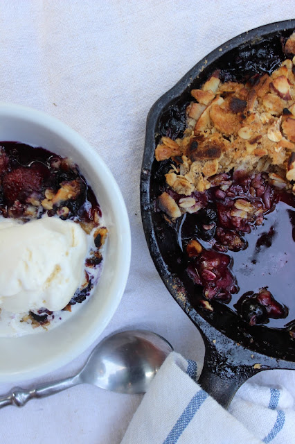 Grilled Strawberry Blueberry Coconut Crisp