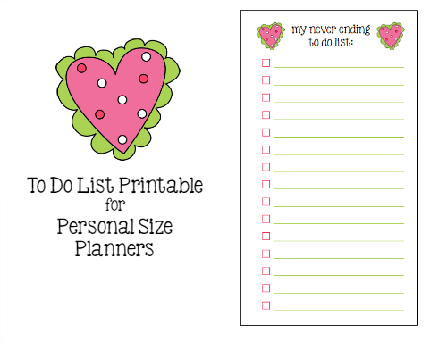 hearts to do list for personal size printable planner fun personal size planners