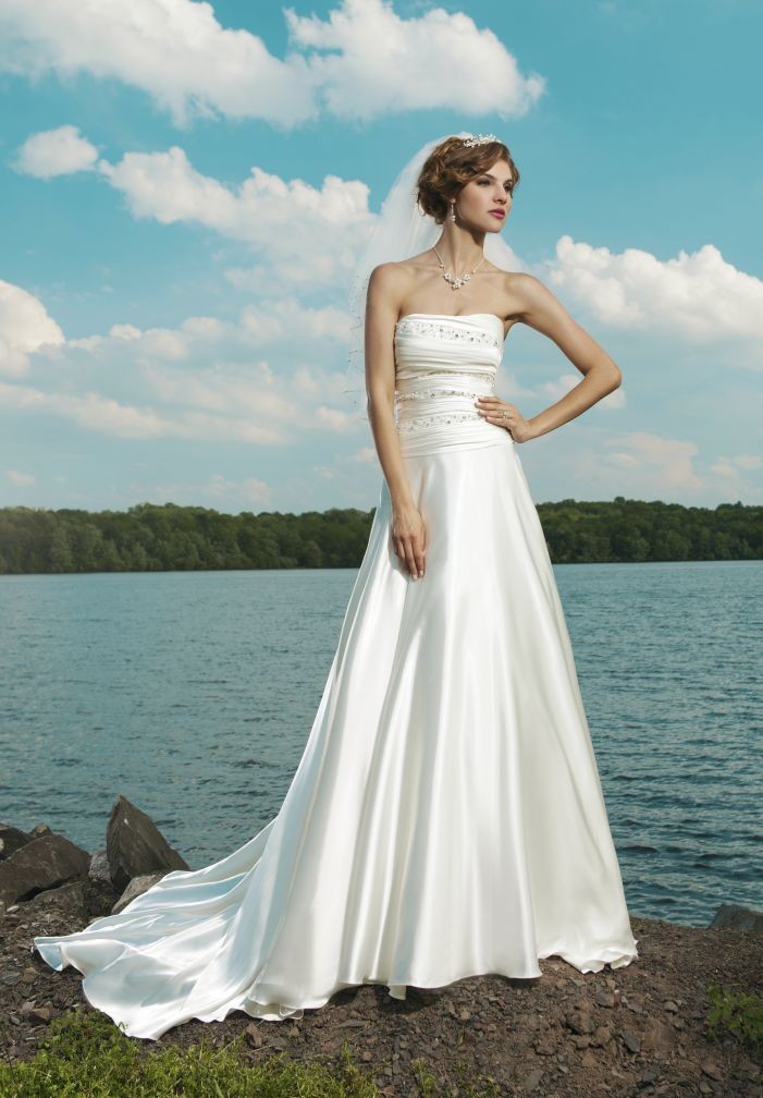 Satin Strapless A-Line Elegant Wedding Dress