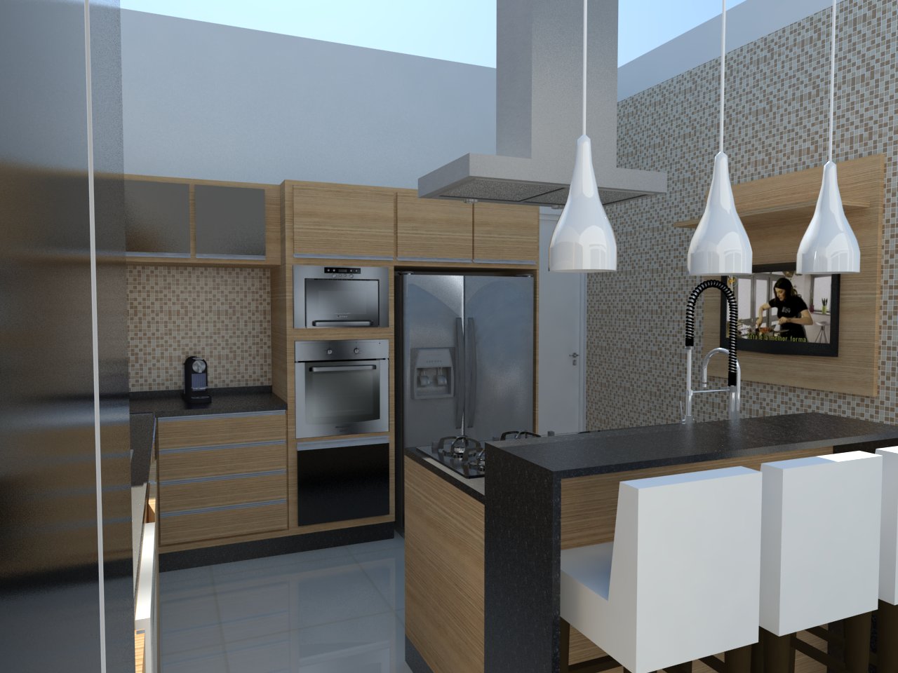 #90703B de gesso e fez esse rasgo de luz por toda extensão da cozinha 1280x960 px Projetos De Gesso Para Cozinha #757 imagens