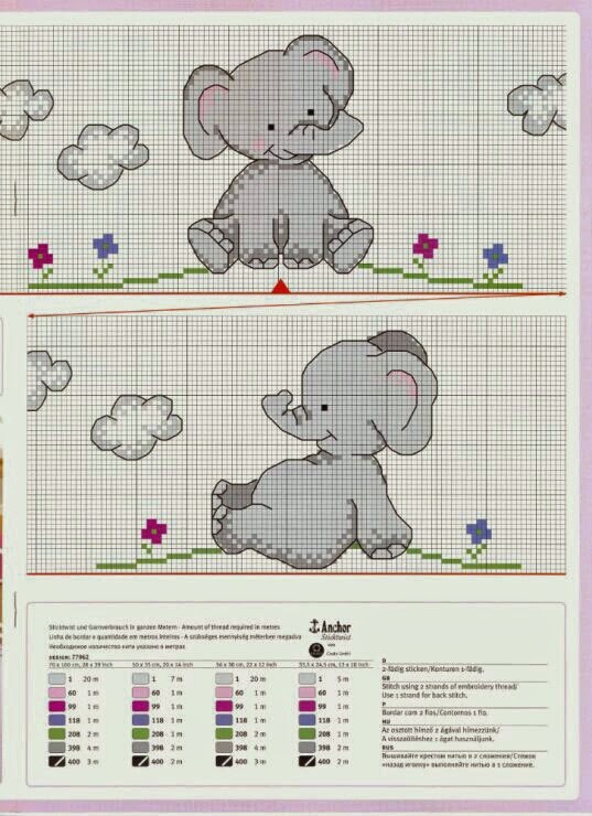♥Meus Gráficos De Ponto Cruz♥: Barras: Elefante e Urso em Ponto Cruz