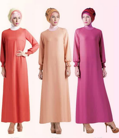 Contoh trend fashion modern baju muslim gamis model terbaru
