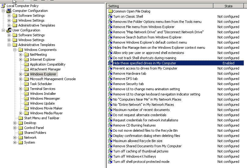 Supparat 's Blog Group Policy to hide a hard drive With Group Policy
