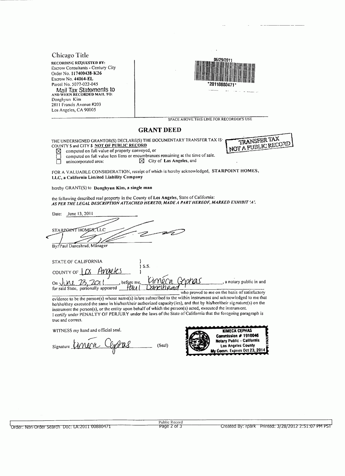 Free printable grant deed image