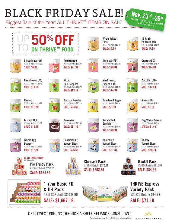 Cooking With My Food Storage Shelf Reliance Black Friday Sale Preview
