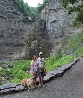 Jim, Lin and Layla near the trail's end at the Falls.