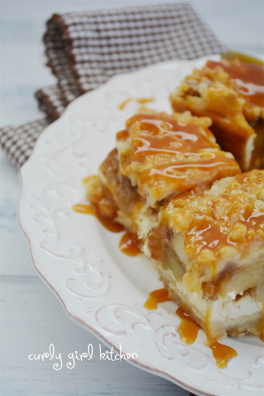 Curly Girl Kitchen Caramel Apple Cheesecake Crumble Pie Bars