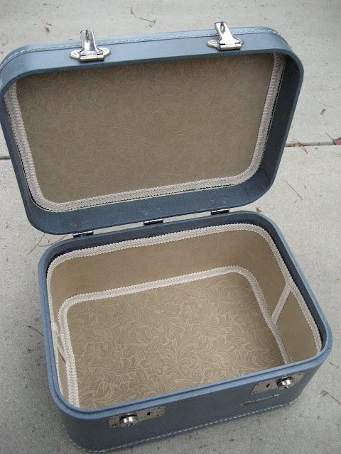 DIY: Reupholstered Vintage Suitcase for Wedding Cards wedding ways to save nontraditional do it yourself archived ,