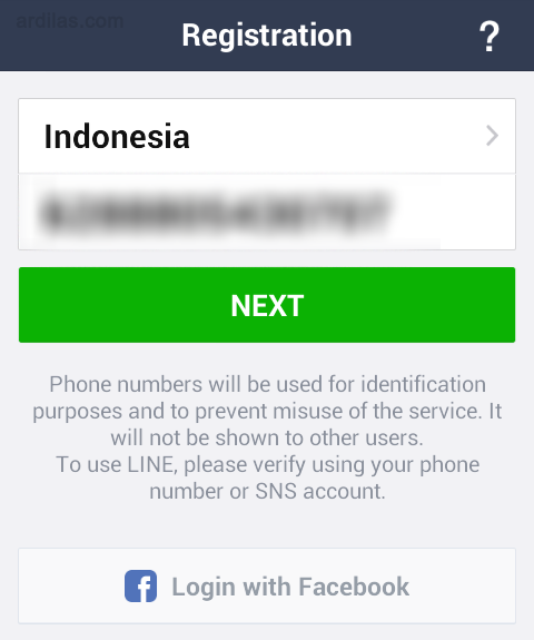 Login with FB - Cara Mendaftar di Aplikasi Line Menggunakan Facebook