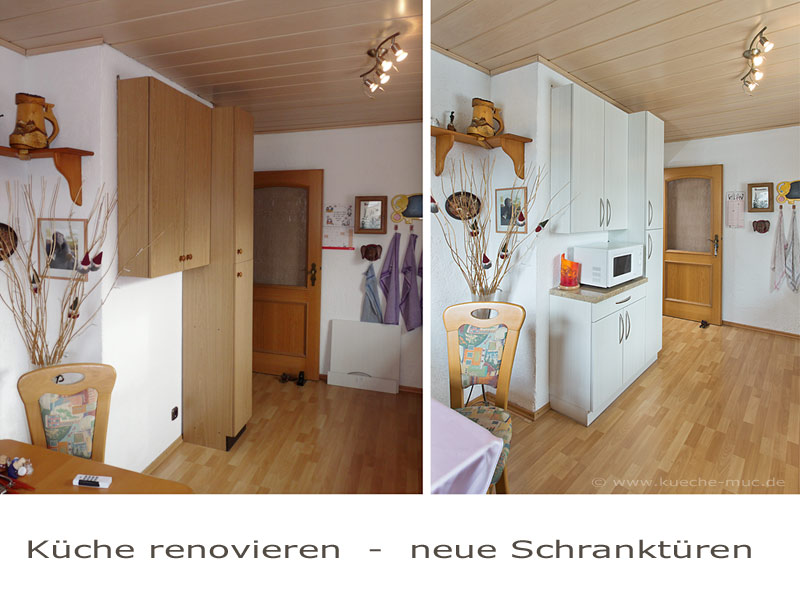 Wir renovieren ihre küche : kleine kuechenzeile neue schranktueren