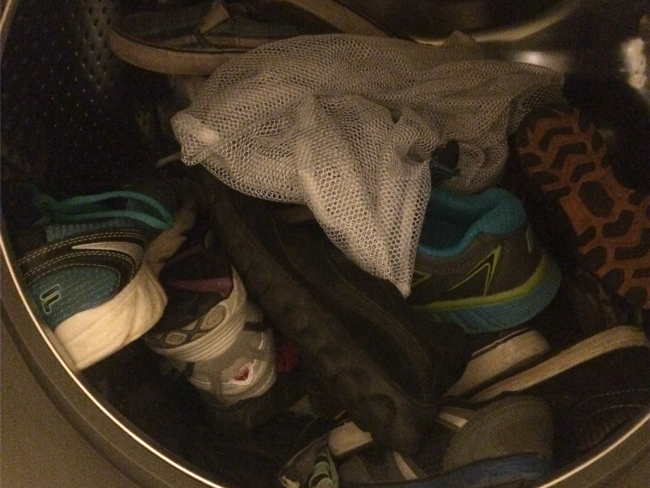 Washing shoes before donating and recycling them. Washing shoes before donating and recycling them.