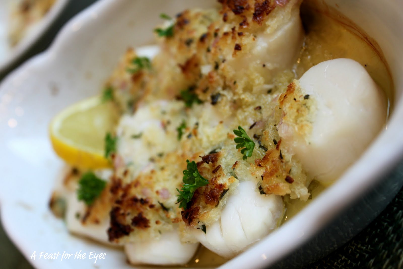 A Feast for the Eyes Scallops Gratin, Ina Garten Style