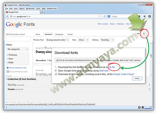 Gambar: Download Font dari Koleksi Google