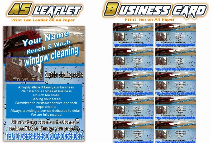 reach amp wash window cleaning leaflets flyer business cards window cleaning leaflet template