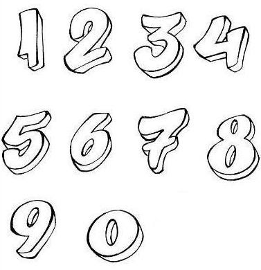 Dibujo de los numeros del 0 al 9 para colorear 