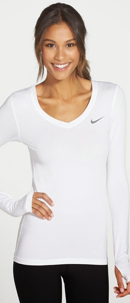 Nike 'Pro' Dri-FIT V-Neck Top in white