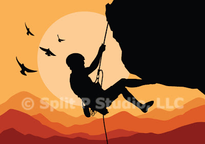 mountain climbing vector art, male mountain climber